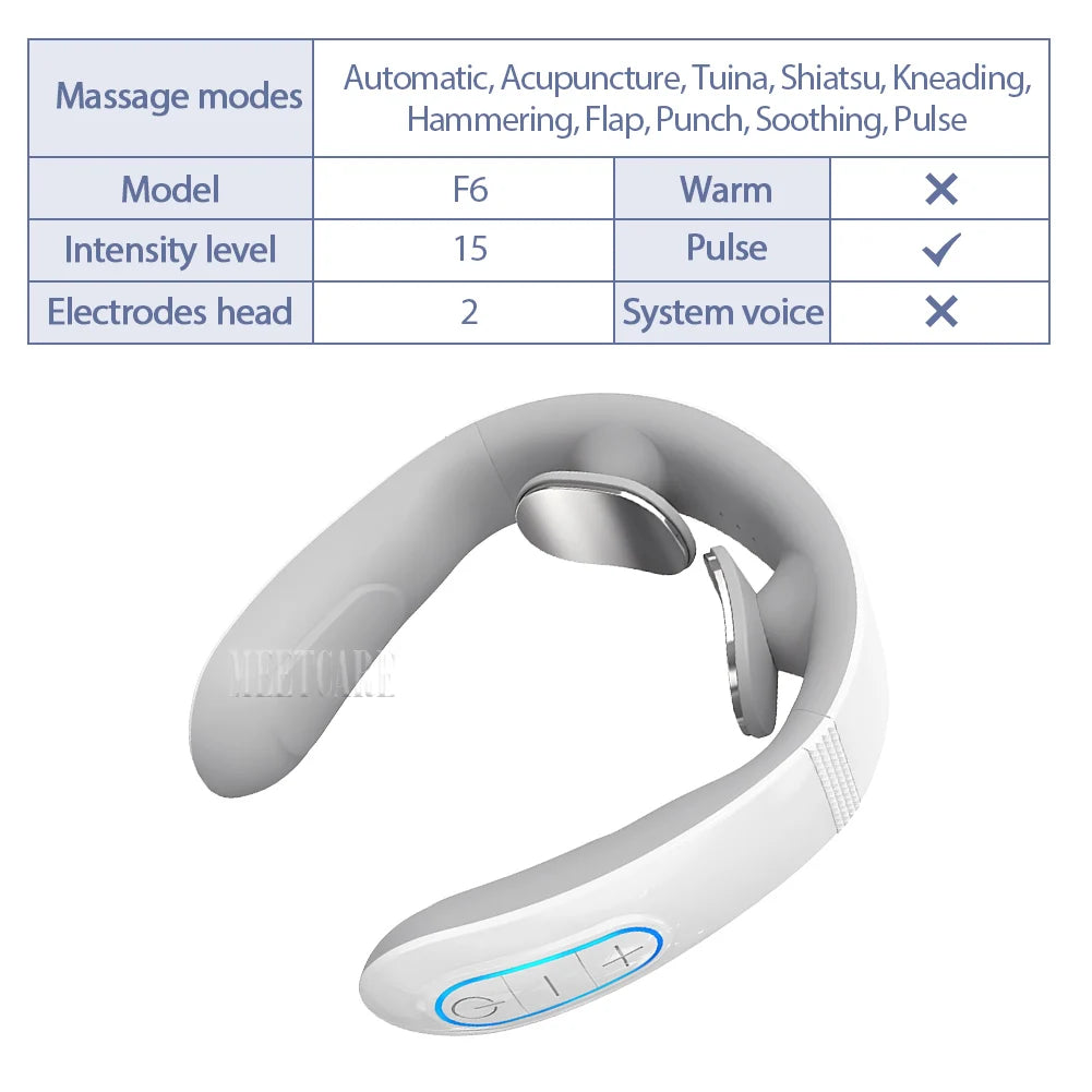 Smart Back Neck Massager with Heating TENS Pulse Cervical Muscle Massage Wireless Shoulder Relief Pain Health Care