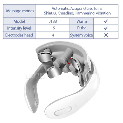 Smart Back Neck Massager with Heating TENS Pulse Cervical Muscle Massage Wireless Shoulder Relief Pain Health Care